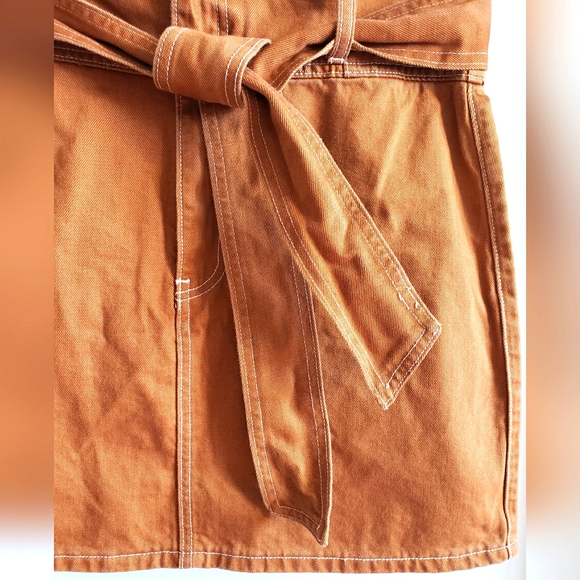 Forever 21 Denim Rustic Mini Skirt Chunky Belt Boho Hippie High Waist 70's Large - Picture 3 of 6